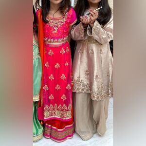 Indian Pink and orange palazzo salwar suit girls